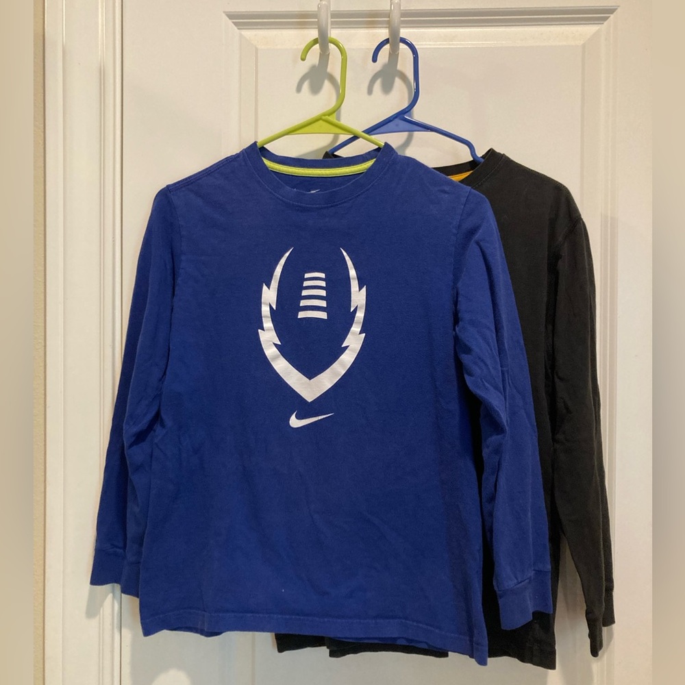 Bundle of Boys size Large L/S shirts Blue Nike and Black Old Navy